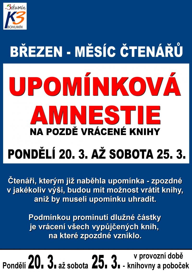 Zobrazit detail akce: Měsíc čtenářů a UPOMÍNKOVÁ AMNESTIE