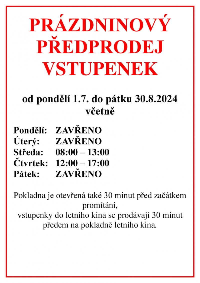 Zobrazit detail akce: Prázdninová otevírací doba pokladny