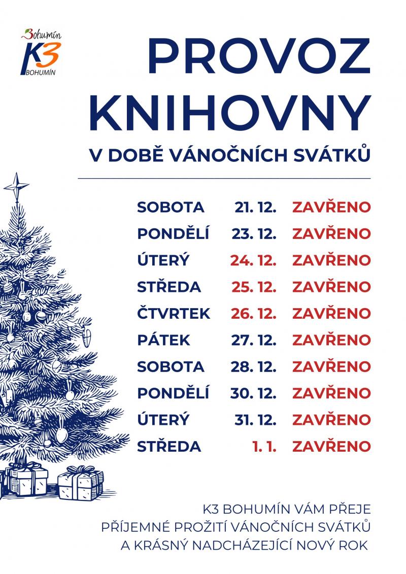 Zobrazit detail akce: PROVOZ KNIHOVNY V DOBĚ VÁNOČNÍCH SVÁTKŮ