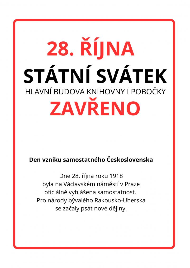 Zobrazit detail akce: 28. října - knihovna zavřená