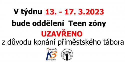Zobrazit článek - V týdnu 13.-17. 3 2023 bude Teen zóna uzavřena