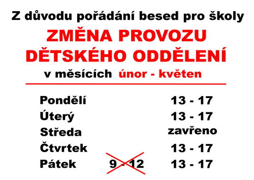 Zobrazit článek - Provoz dětského oddělení v měsících únor až květen - ZMĚNA !